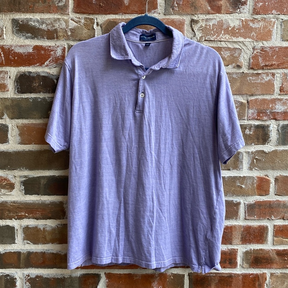 Peter Millar Summer performance lavender Golf Polo Shirt Size L